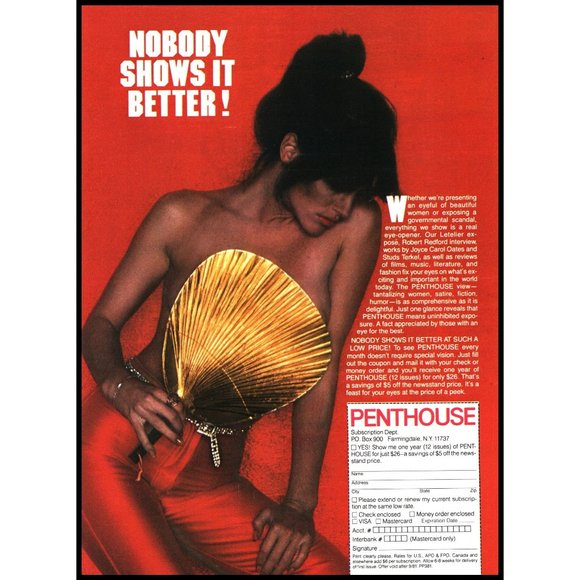 1981 Penthouse Magazine Subscription Card Vintage Print Ad Red Topless Wall Art - Picture 1 of 1